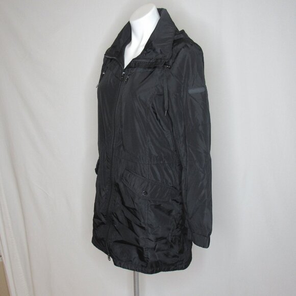 Lucky Brand Black Full Zip Hooded Windbreaker Performance  Parka Women's S Small - Picture 2 of 9